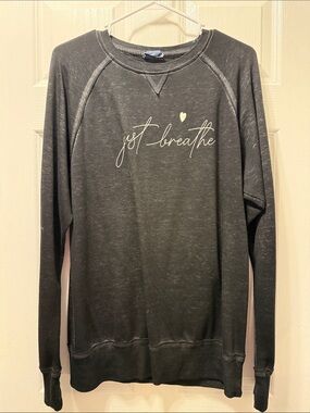 J. America Black 'Just Breathe' Crewneck Sweatshirt